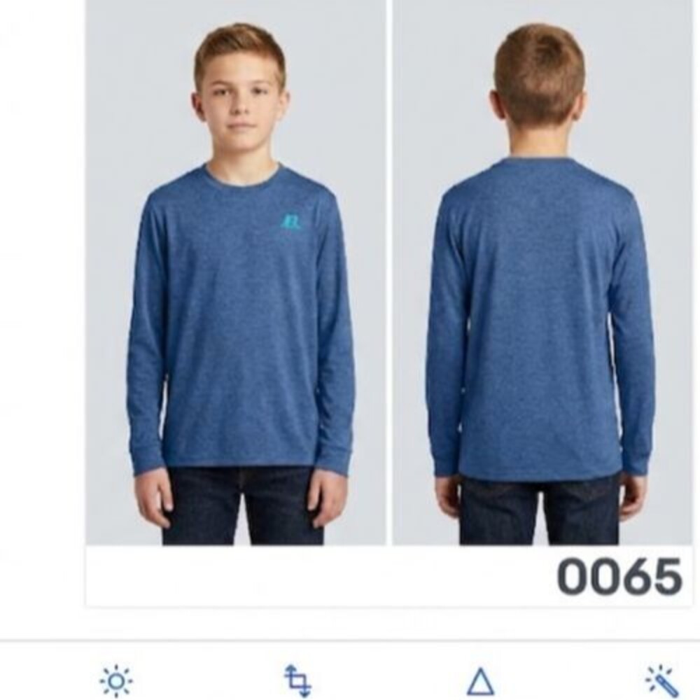 Russell Athletic Dri-Power 360 Long Sleeve Shirt -Youth XXL(18) - 0065